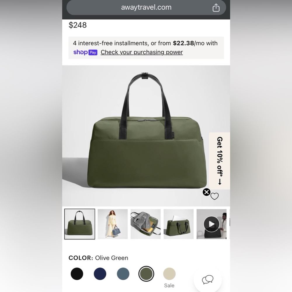 Away Olive Green duffle Bag